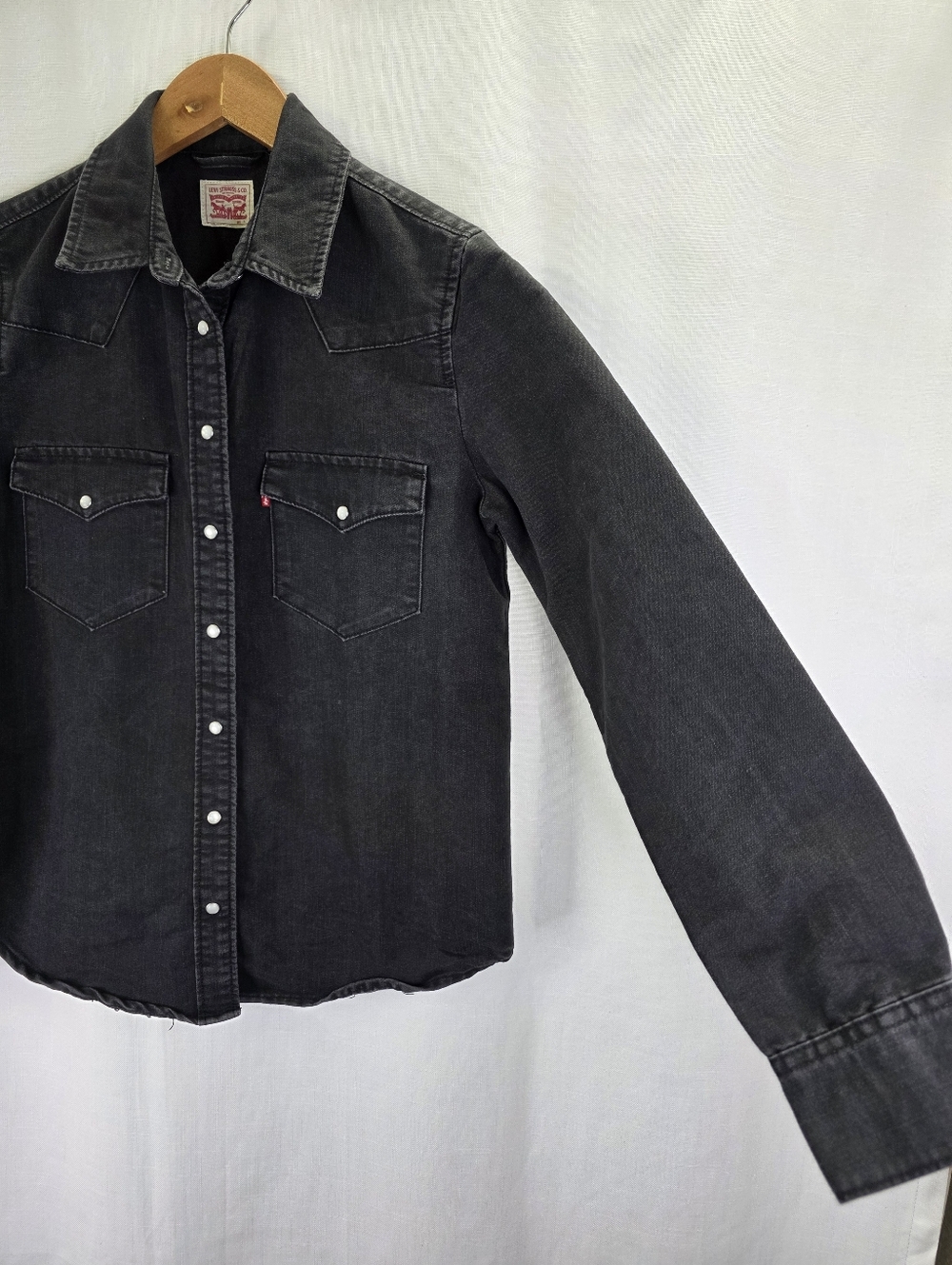 Levi’s Womens Pearl Snap Denim Western Shirt Long Sleeve Standard Fit Size Small - Picture 6 of 12